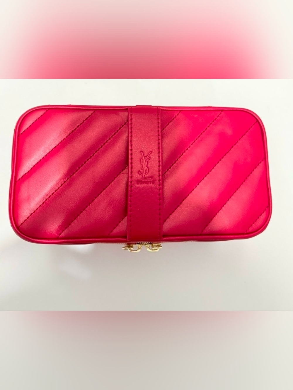 Ysl Yves Saint Laurent Beaute Premium Vanity Red Makeup Case W/Mirror - Picture 4 of 6